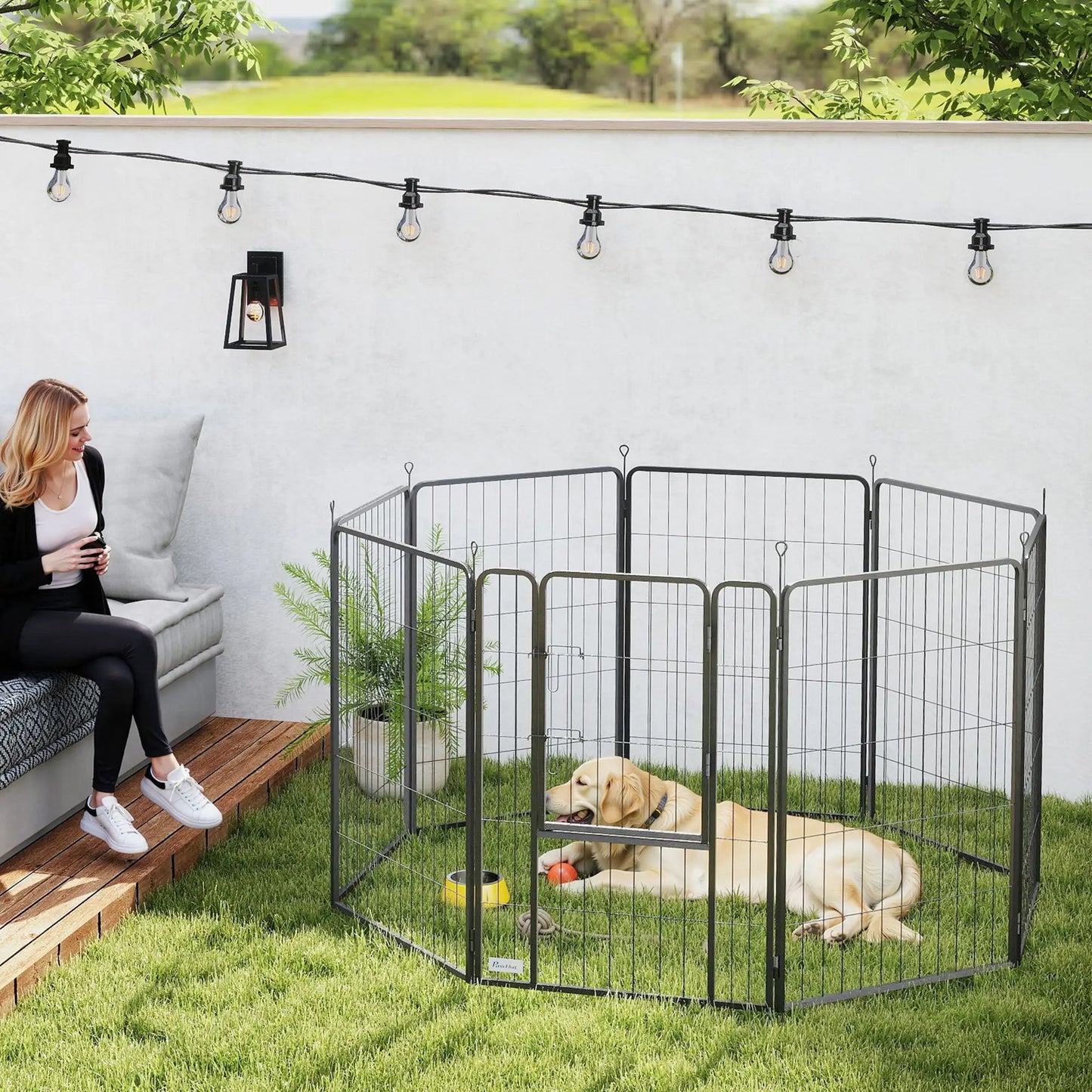 Nancy's Cogoleto Puppyren - Hondenren - Hondenbox - Zwart - Staal
