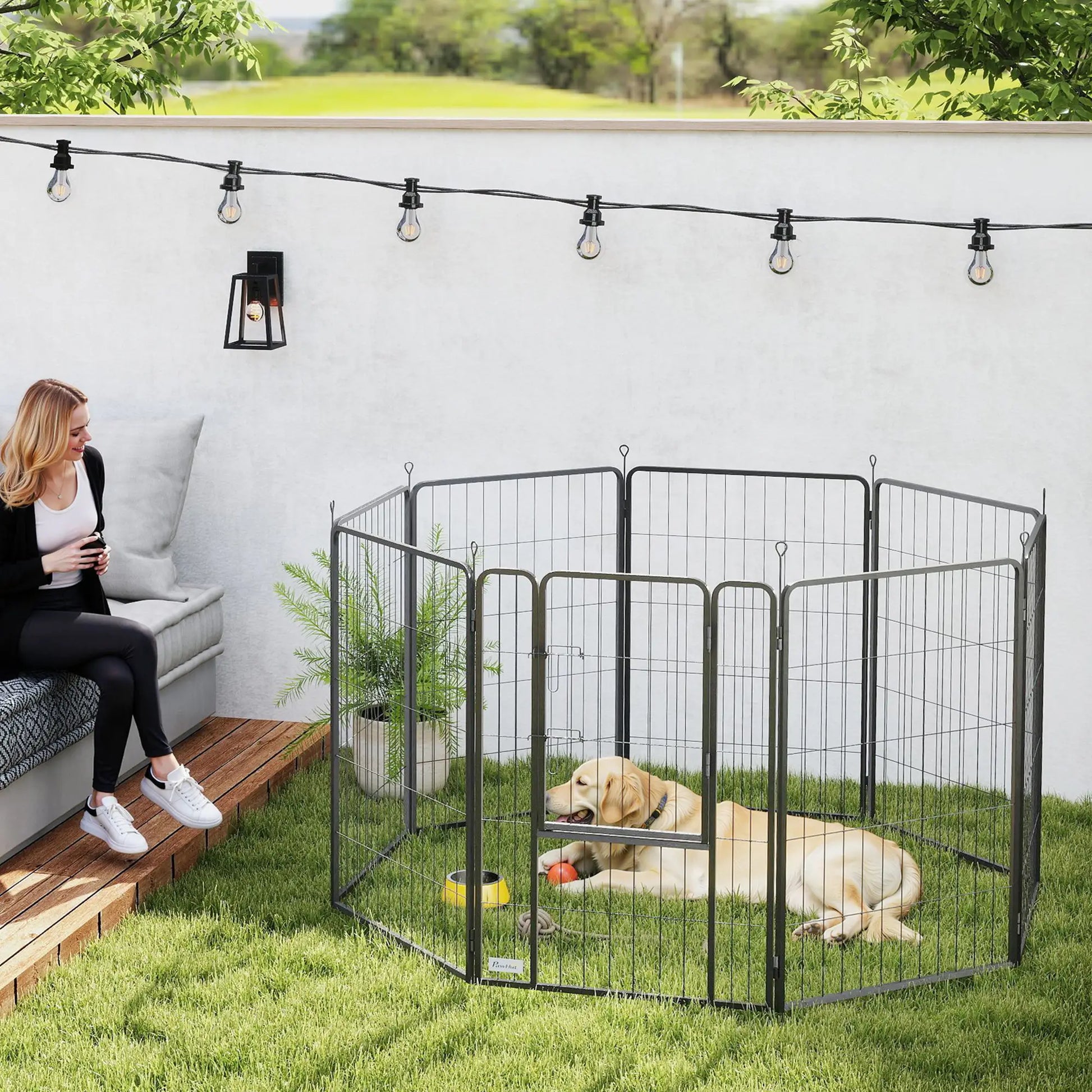 Nancy's Cogoleto Puppyren - Hondenren - Hondenbox - Zwart - Staal