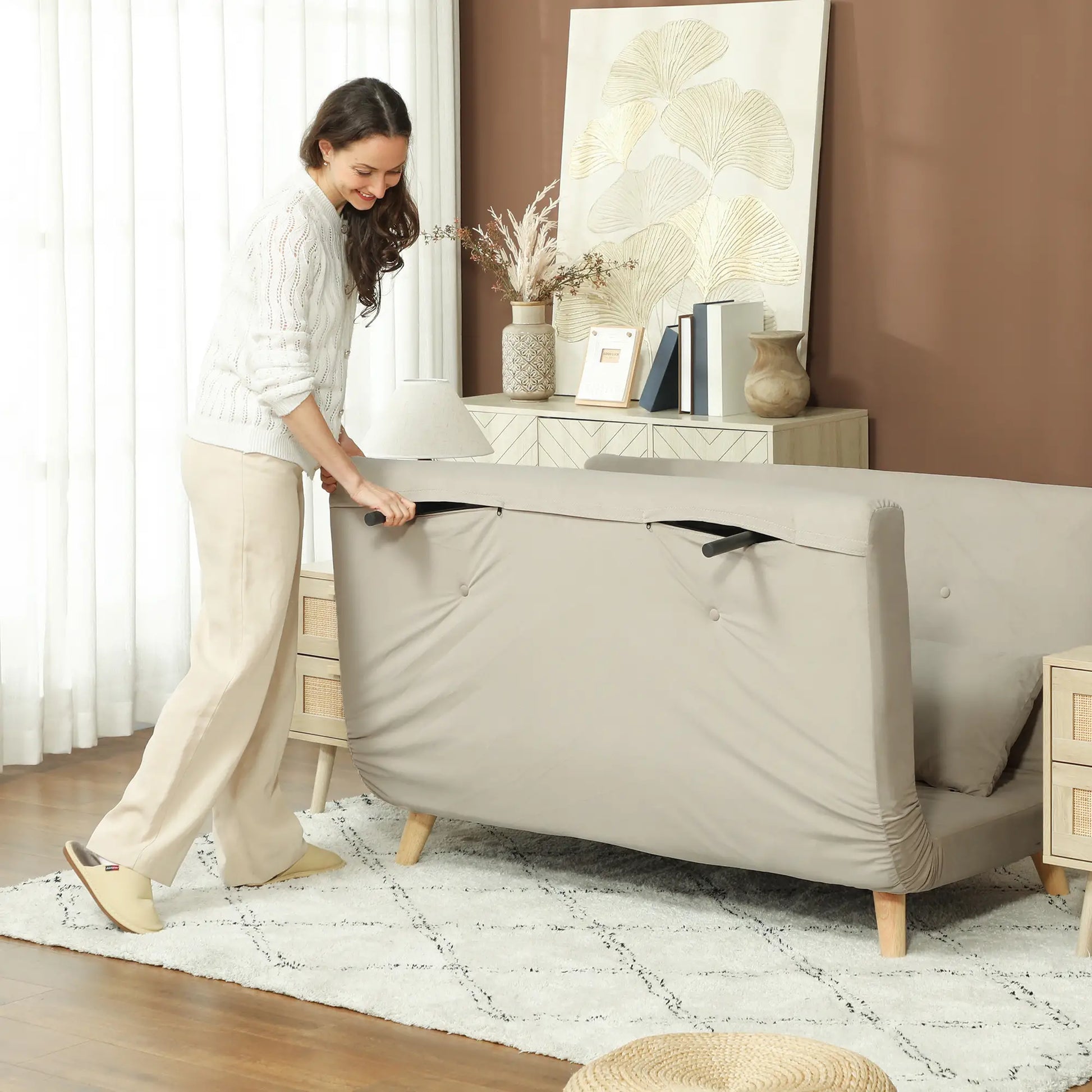 Nancy's Crissolo Slaapbank - Zitbank - Logeerbank - Beige - Fluweel