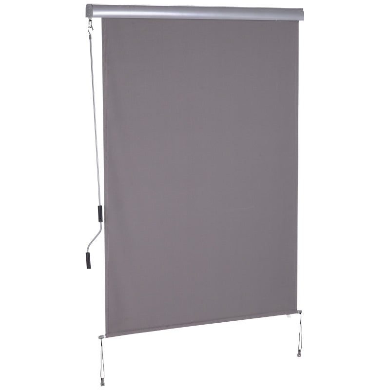 Nancy's Anstruther Vertical awning - Balcony awning - Roller blind with hand crank Polyester cloth + aluminum Gray 140 x 200 cm
