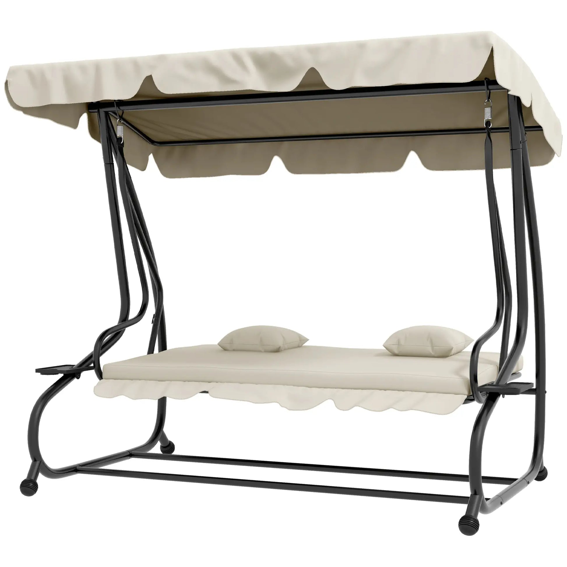 Nancy's Cordignano Schommelbank - Tuinschommel - Hollywood Schommel met zonnekap - Roomwit - ± 200 x 120 x 165 cm