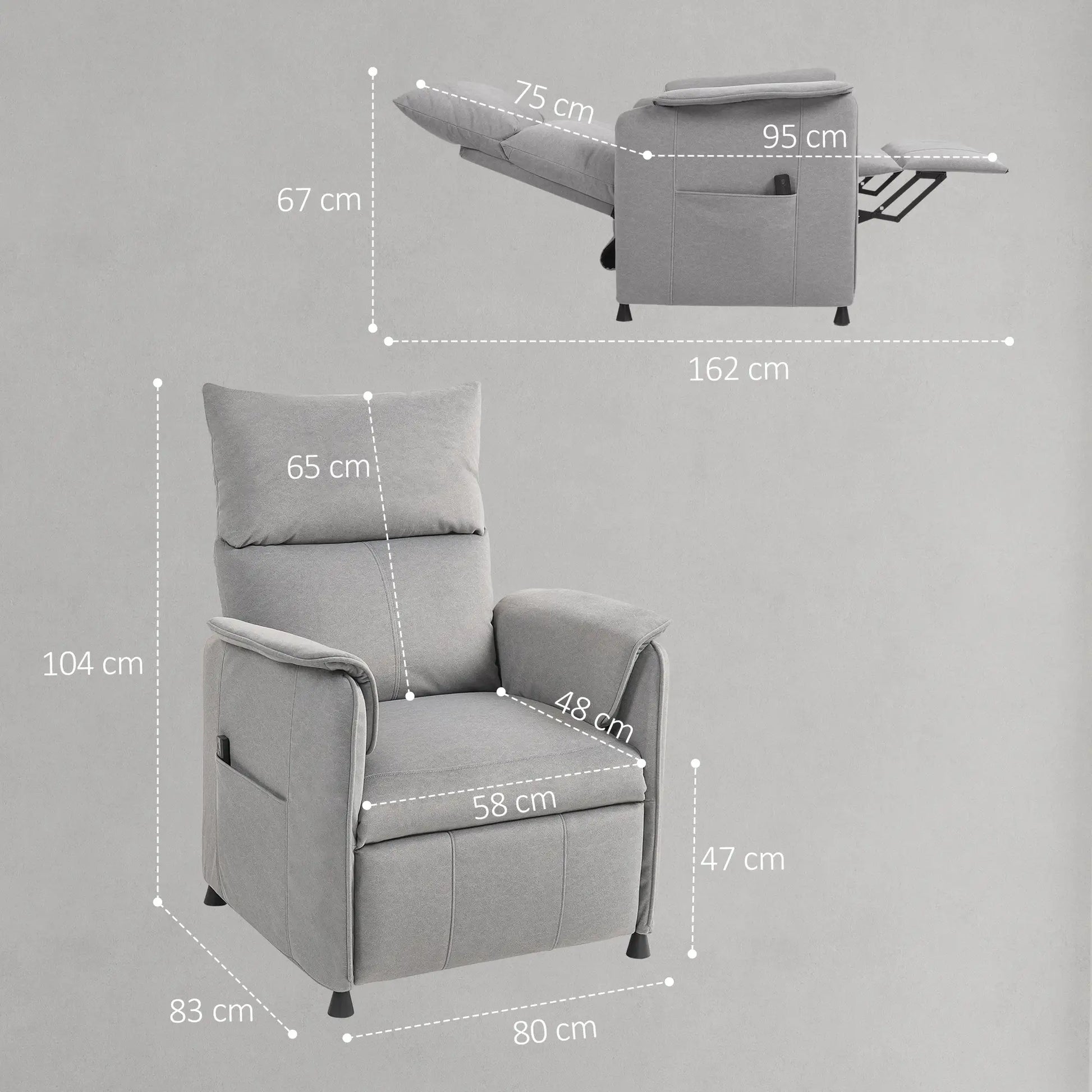 Nancy's Gignese Elektrische Fauteuil - Relaxfauteuil - Grijs - Fluweel