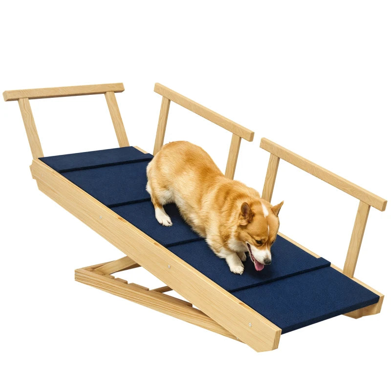 Nancy's Soriso Hondentrap - Dierentrap - Instelbare Hoogte - Antislip - Naturel Hout / Zwart