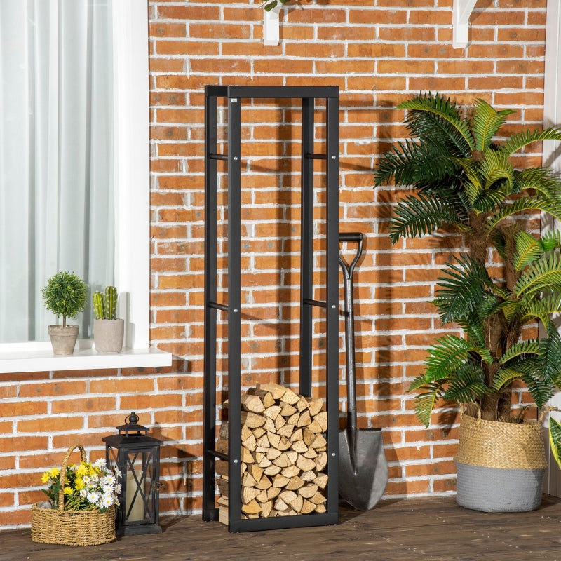 Support à bois de chauffage Nancy's Ashburton 3 - Stockage du bois de chauffage - 100 kg Acier Noir L40xH150 cm