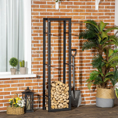 Nancy's Ashburton 3 Brandhoutrek- Openhaardhoutopslag - 100kg Staal Zwart B40xH150 cm