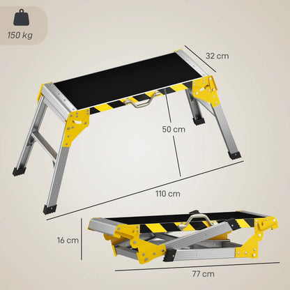 Nancy's Tirrenia Werkplatform - Werkbank - Opvouwbare werktafel - Antislip - Zwart - ± 110 x 32 x 50 cm