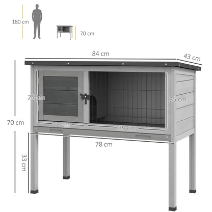Nancy's Coggiola Verhoogd Konijnenhok - Dierenhok - Dierenverblijf - Grijs - Dennenhout - ± 85 x 45 x 70 cm