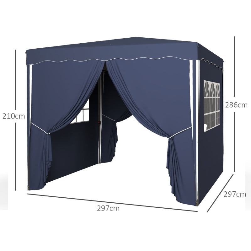 Nancy's Peterlee Party tente - Tente de jardin - Pavillon - Tente de fête - Bleu - ± 300 x 300 cm