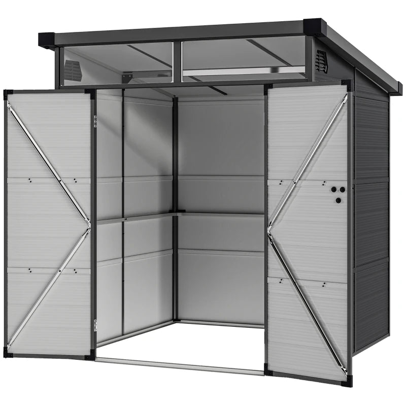 Nancy's Montanaro Opbergschuur - Schuur - Tuinhuisje - Gereedschapsschuur - Grijs - Staal / Aluminium - ± 190 x 190 x 215 cm