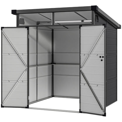 Nancy's Montanaro Opbergschuur - Schuur - Tuinhuisje - Gereedschapsschuur - Grijs - Staal / Aluminium - ± 190 x 190 x 215 cm
