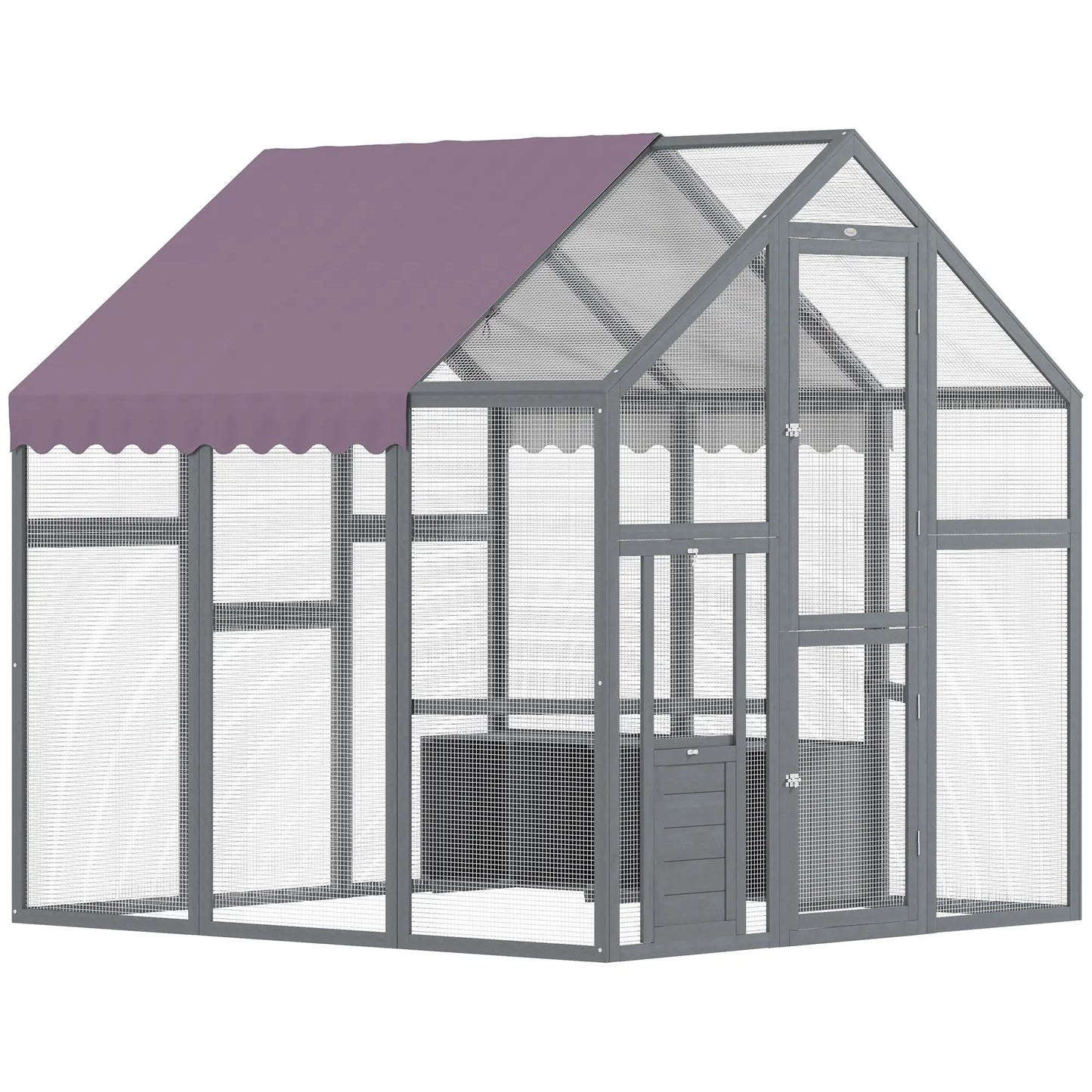 Nancy's Coccaglio Kippenhok - Kippenren - Kippenverblijf - Weerbestendig dak - Paars / Grijs - Dennenhout - ± 170 x 180 x 180 cm