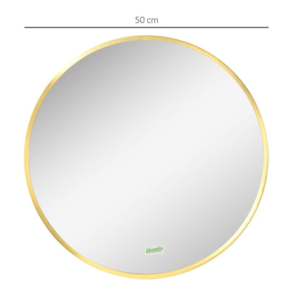 Nancy's Eaton Round wall mirror for bathroom, bedroom, hallway, metal frame, color: gold, Ø50 cm