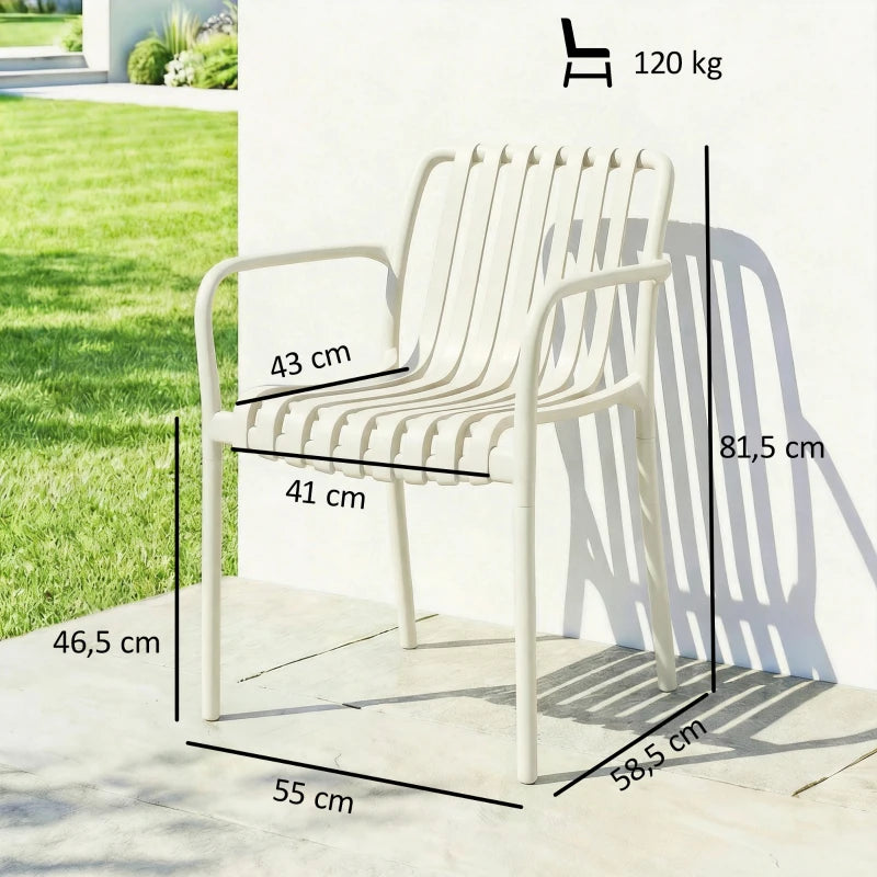 Nancy's Sistiana Tuinstoelen - Set van 4 - Terrasstoelen - Buitenstoelen - Crèmewit - Kunststof