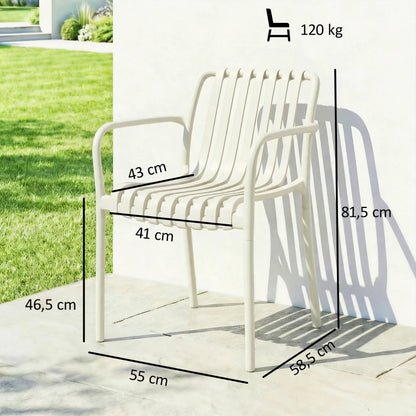 Nancy's Sistiana Tuinstoelen - Set van 4 - Terrasstoelen - Buitenstoelen - Crèmewit - Kunststof