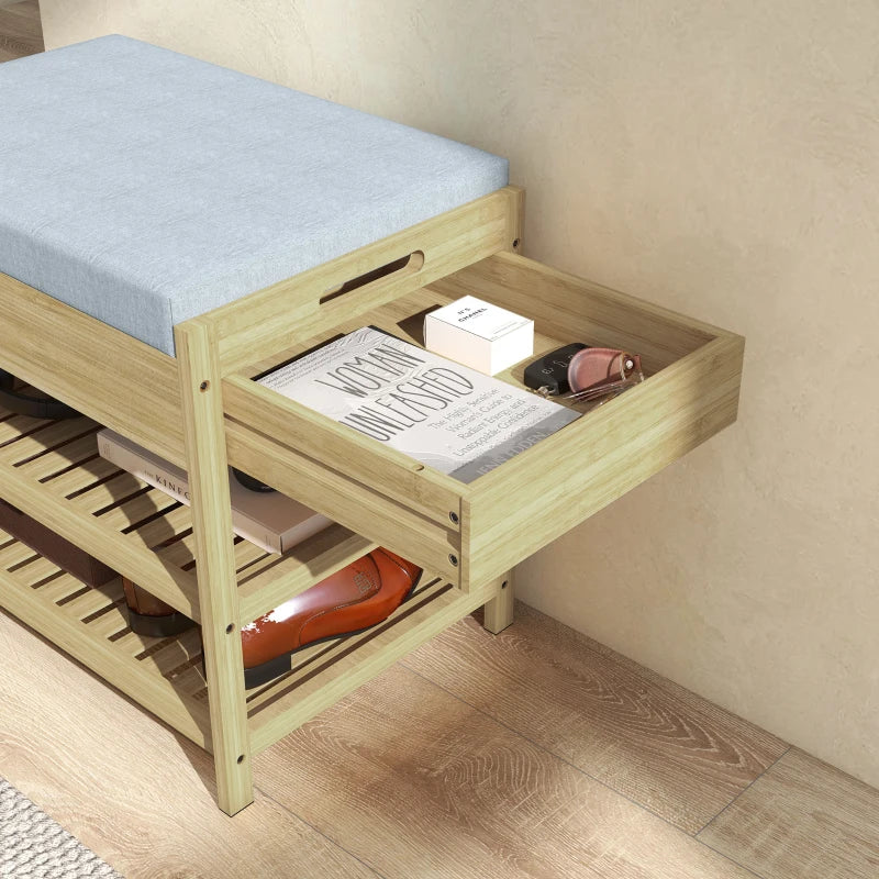 Nancy's Oppido Schoenenbank - Opbergbank - Schoenenrek - Bamboe - ± 55 x 35 x 45 cm