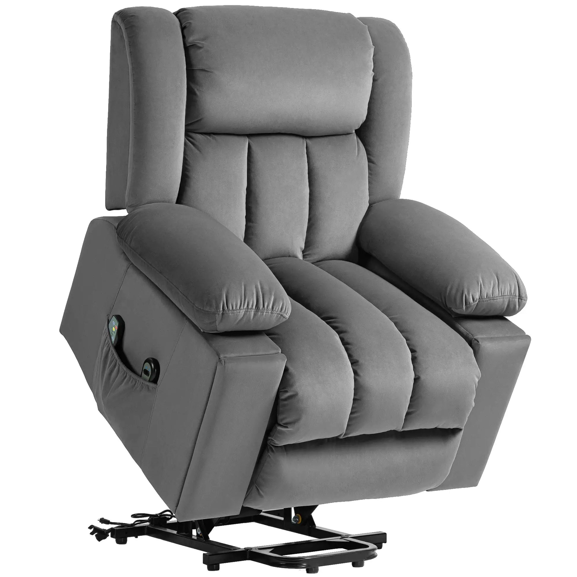 Nancy's Colmeal Sta op stoel - Opsta stoel - Massagestoel - Relaxfauteuil - Donkergrijs - Fluweel