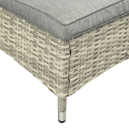 Nancy's Almeida Ligbed - Loungebed - 3-Delige Set van 2 ligbedden + bijzettafel - Rotan - Grijs