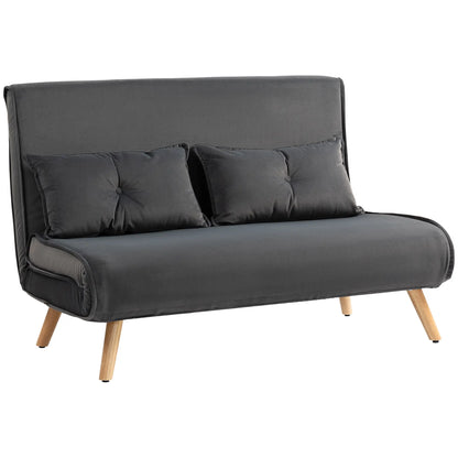 Nancy's Malles Slaapbank - Slaapfauteuil - Tweezitligstoel - Donkergrijs - Fluweel