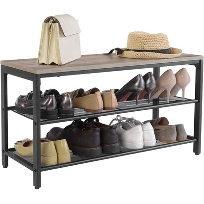 Nancy's Shoe Cabinet - Shoe Rack - Shoe Bench - Rustic Brown - Industrial - 80 x 30 x 44.5 cm