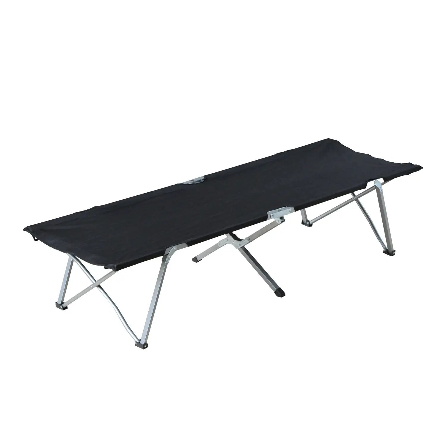 Nancy's Chan Pond Campingbed - Stretcher - Kampeerbed - Met Draagtas - Zwart / Zilver ± 195 x 65 x 40 cm