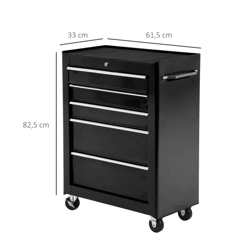 Nancy's Narni Gereedschapswagen - Werkplaatswagen - Gereedschapskist - Zwart - Staal - ± 60 x 35 x 80 cm