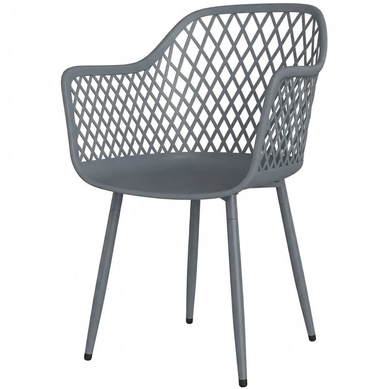 Nancy's Selargius Tuinstoelen - Terrasstoelen - Set van 4 - UV-Bestendig - Donkergrijs - Kunststof