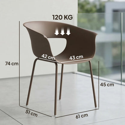 Nancy's Scanno Tuinstoelen - Set van 4 - Terrasstoelen - Ergonomisch - Bruin- Staal / Kunststof