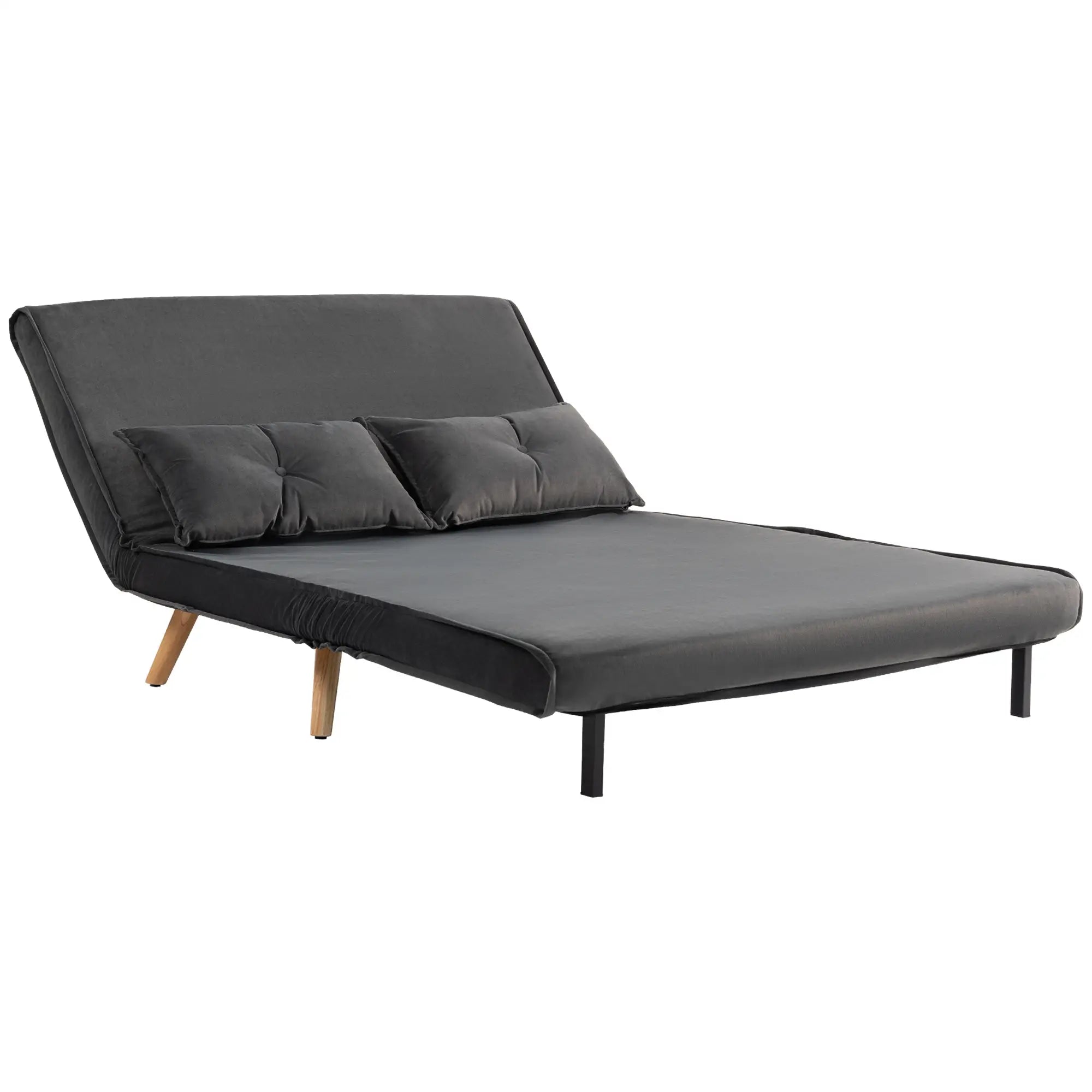Nancy's Malles Slaapbank - Slaapfauteuil - Tweezitligstoel - Donkergrijs - Fluweel