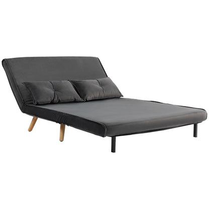 Nancy's Malles Slaapbank - Slaapfauteuil - Tweezitligstoel - Donkergrijs - Fluweel