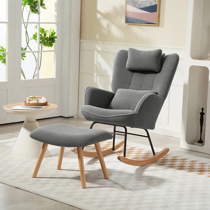 Nancy's Malcesine Schommelstoel - Relaxstoel - Relaxfauteuil - Grijs - Fleece