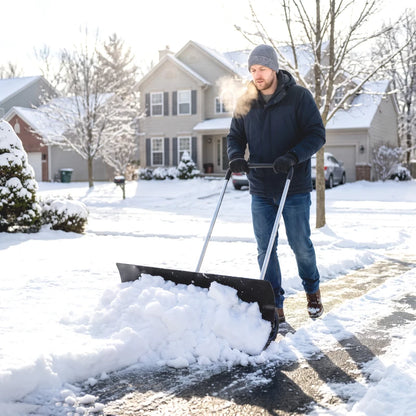 Nancy's Treiso Sneeuwschuiver - Sneeuwschep - Twee wielen - Verstelbare steel - Extra brede schuifplaat - Zwart