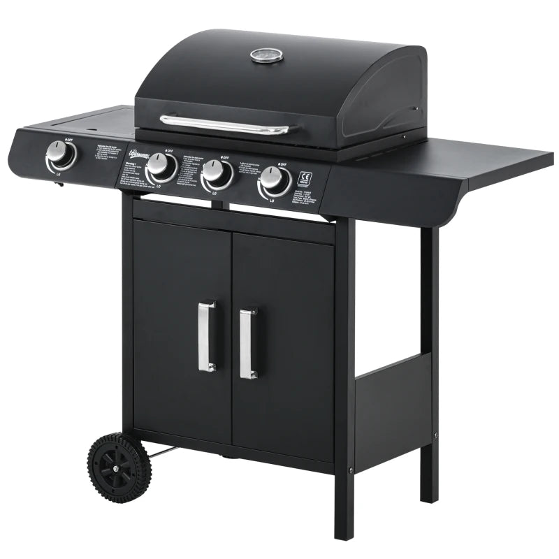 Nancy's Chorente Barbecue - BBQ - Grill - Gas barbecue - Met 3 branders en warmhoudrek - Staal - Zwart