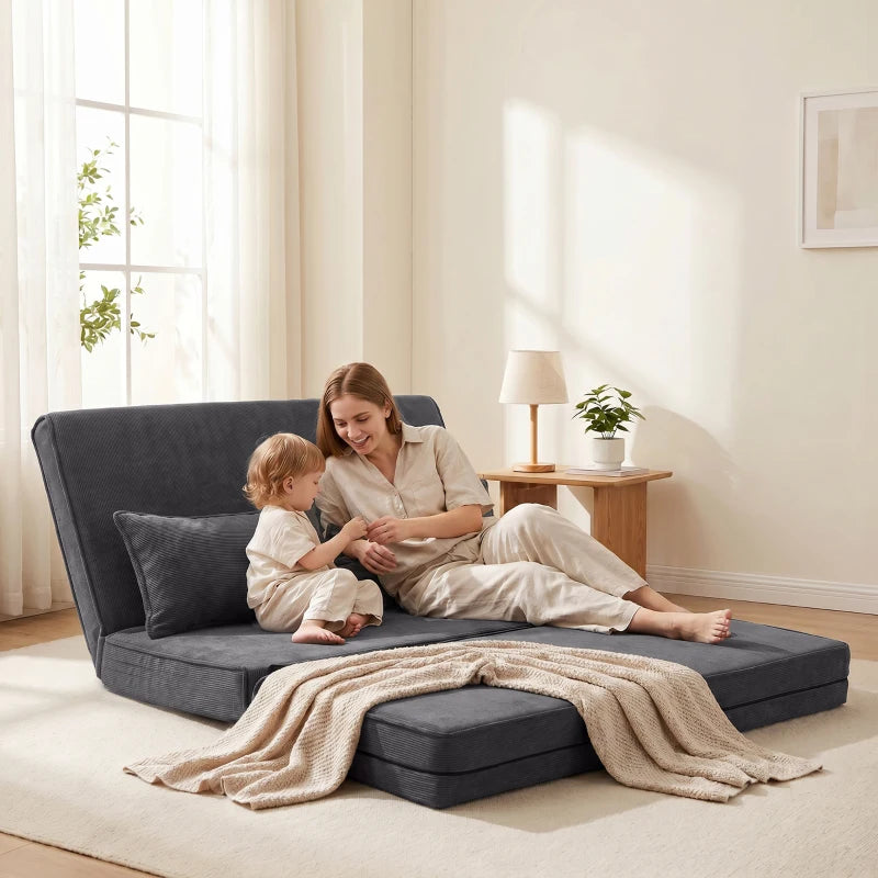 Nancy's Tavullia Slaapbank - Vloersofa - Verstelbare rugleuning - Donkergrijs - Corduroy