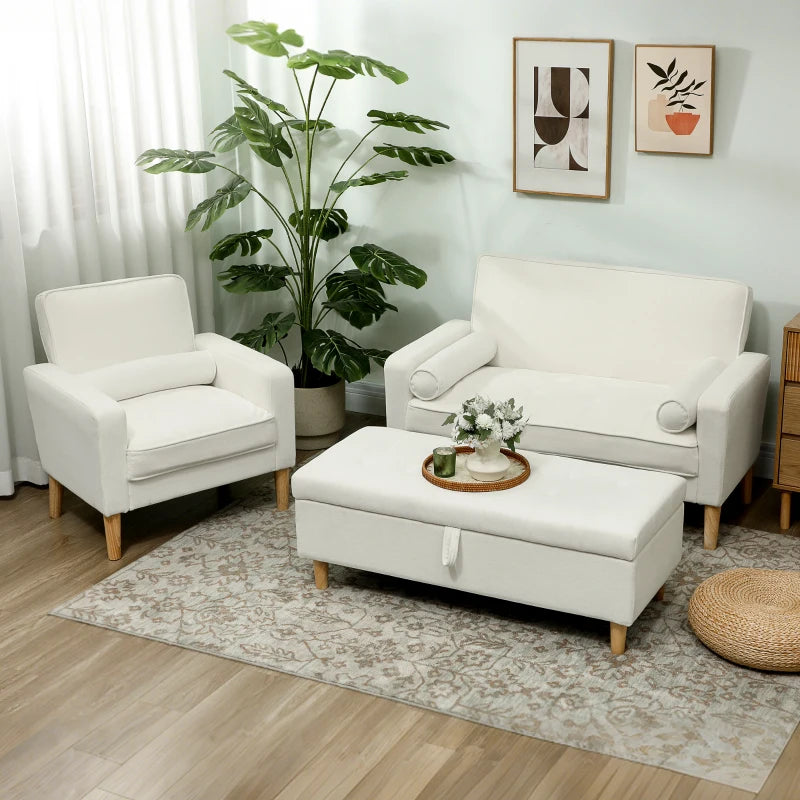 Nancy's Marcelli 2-Zitsbank - Zitbank - Crème wit - Fluweel - ± 130 x 75 x 80 cm