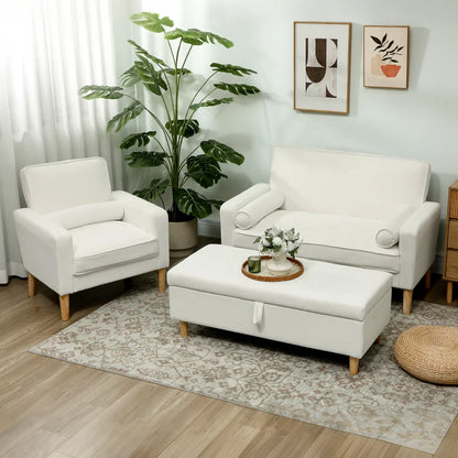 Nancy's Marcelli 2-Zitsbank - Zitbank - Crème wit - Fluweel - ± 130 x 75 x 80 cm