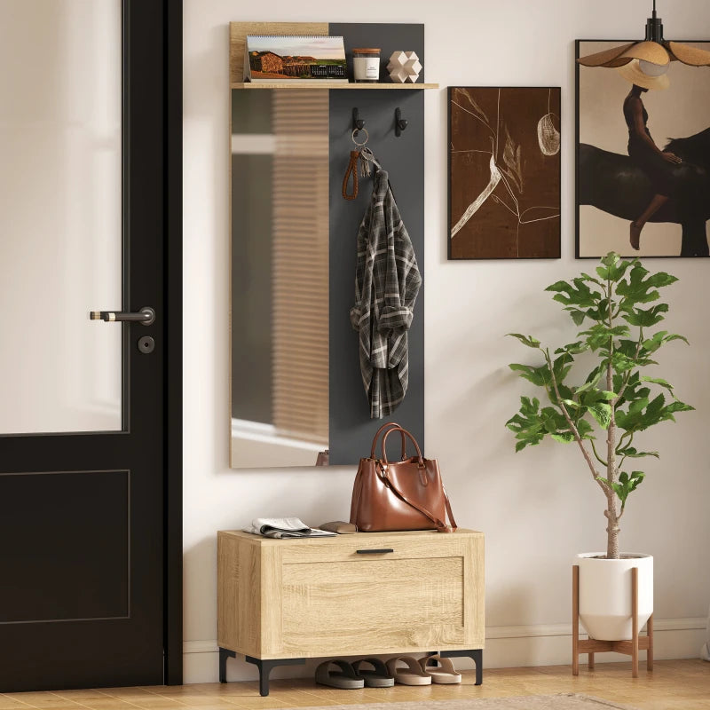 Nancy's Paulilatino Wandgarderobe - Garderobekast - Halgarderobe - Hout / Grijs - ± 60 x 15 x 130 cm
