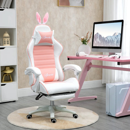 Nancy's Galatone Gamestoel - Gaming Stoel - Computer Stoel - Bureaustoel - Roze / Wit