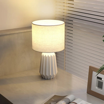 Nancy's Paliano Tafellamp - Nachtlamp - E27 Fitting - Keramiek / Linnen - Wit