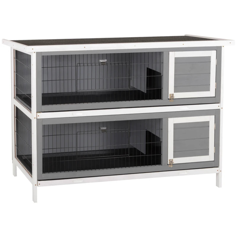 Nancy's Pistoia Dierenverblijf - Dierenhok - Konijnenhok - Weerbestendig - Grijs - Dennenhout - ± 135 x 50 x 95 cm