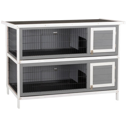 Nancy's Pistoia Dierenverblijf - Dierenhok - Konijnenhok - Weerbestendig - Grijs - Dennenhout - ± 135 x 50 x 95 cm