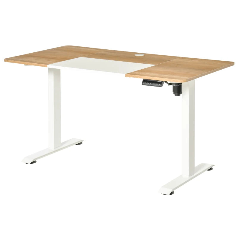 Nancy's Asciano Verstelbaar Bureau - Elektrisch Bureau - Zit-Sta Bureau - Naturel / Wit - 140 x 70 x 72-116 cm