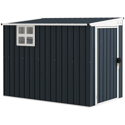 Nancy's Contrada Opbergschuur - Tuinschuur - Schuurtje - Grijs - Staal - ± 130 x 230 x 161/181H cm