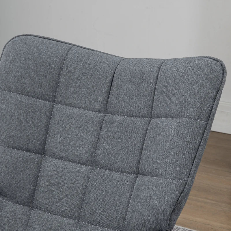 Nancy's Aroios Schommelstoel met voetenbankje - Relaxstoel - Loungestoel - Grijs - Imitatielinnen