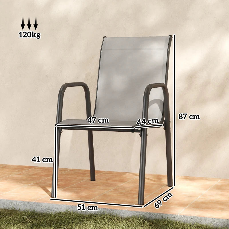 Nancy's Regalbuto Tuinstoelen - Balkonstoelen - Terrasstoelen - Set van 4 - Grijs
