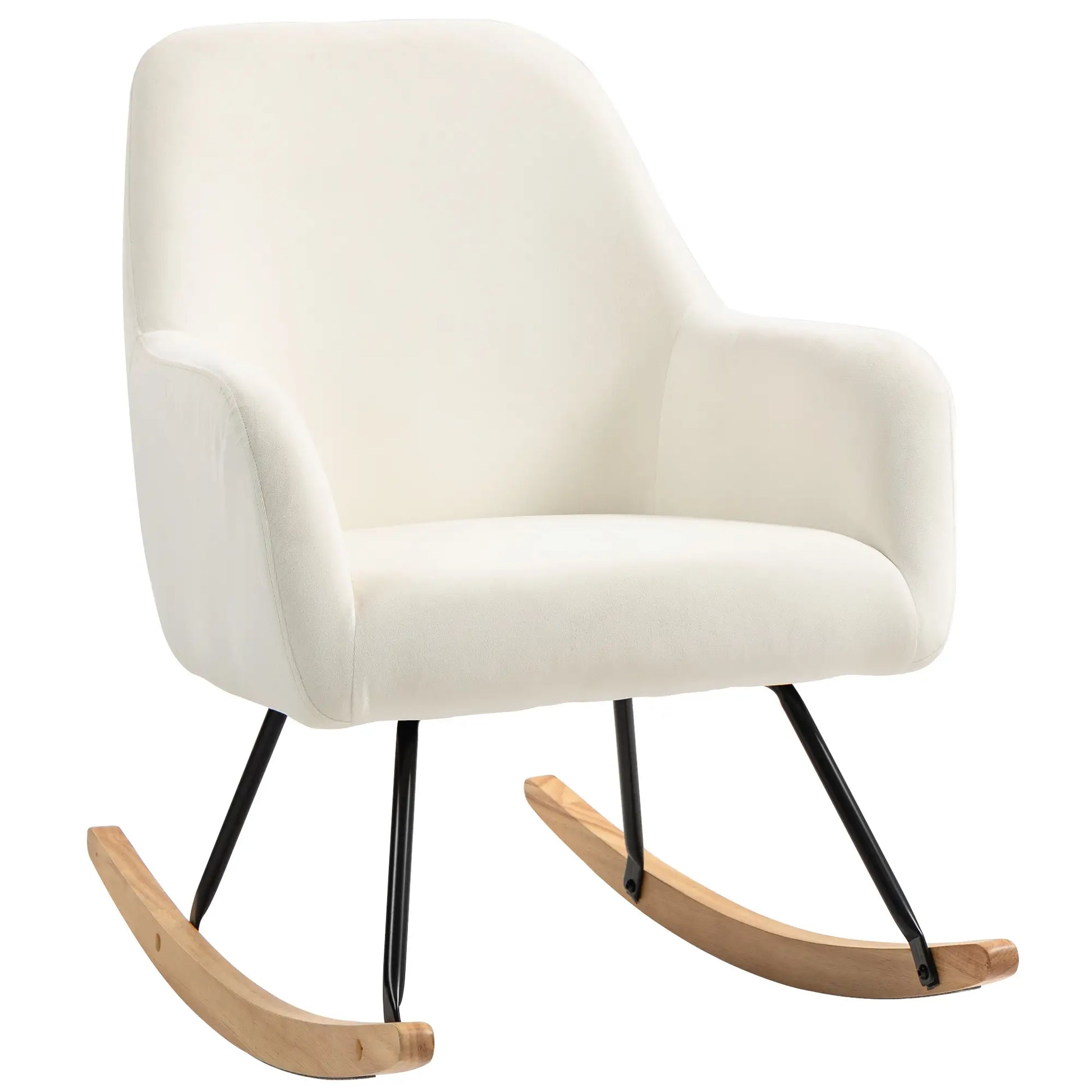 Nancy's Galatina Schommelstoel - Loungestoel - Relaxstoel - Roomwit - Fluweel