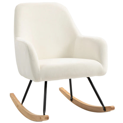 Nancy's Galatina Schommelstoel - Loungestoel - Relaxstoel - Roomwit - Fluweel