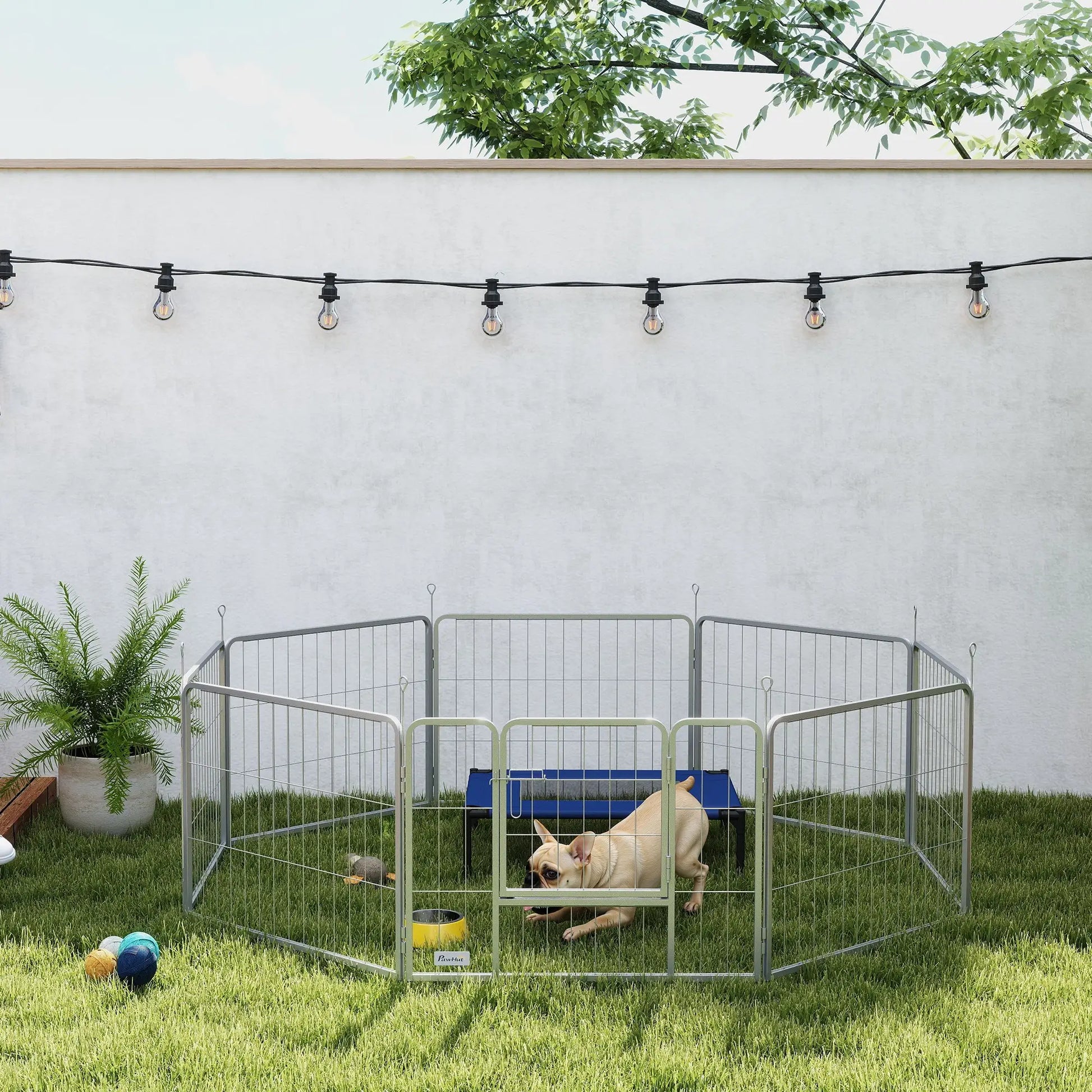 Nancy's Colbordolo Hondenbox - Puppybox - Puppyren - Hondenren - Zilver - Staal