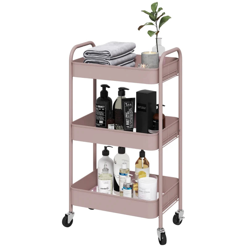 Nancy's Monterosi Trolley - Serveerwagen - Keukentrolley - Roze - Staal - ± 45 x 30 x 80 cm