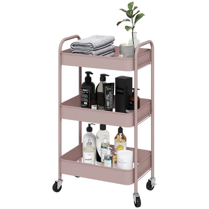 Nancy's Monterosi Trolley - Serveerwagen - Keukentrolley - Roze - Staal - ± 45 x 30 x 80 cm
