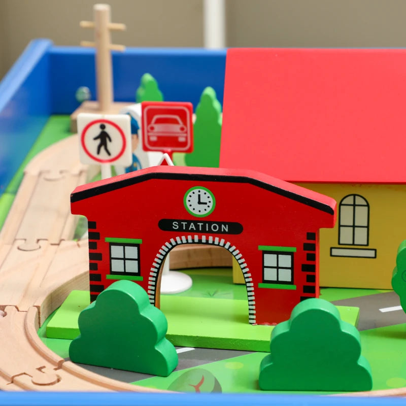 Nancy's Pezzaze Speeltafel voor kinderen - Treintafel - 108-delige houten treinset - Blauw